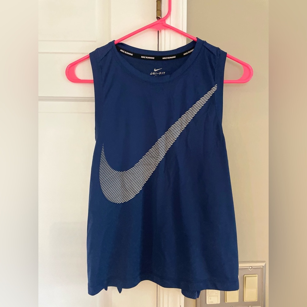 Womens Nike City Core Dry Racerback Navy Blue Dri-Fit Training Tank Shirt